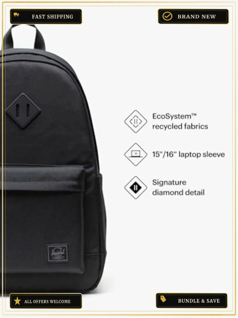 Herschel Heritage Backpack 24L Recycled Polyester Laptop Backpack Travel Hiking